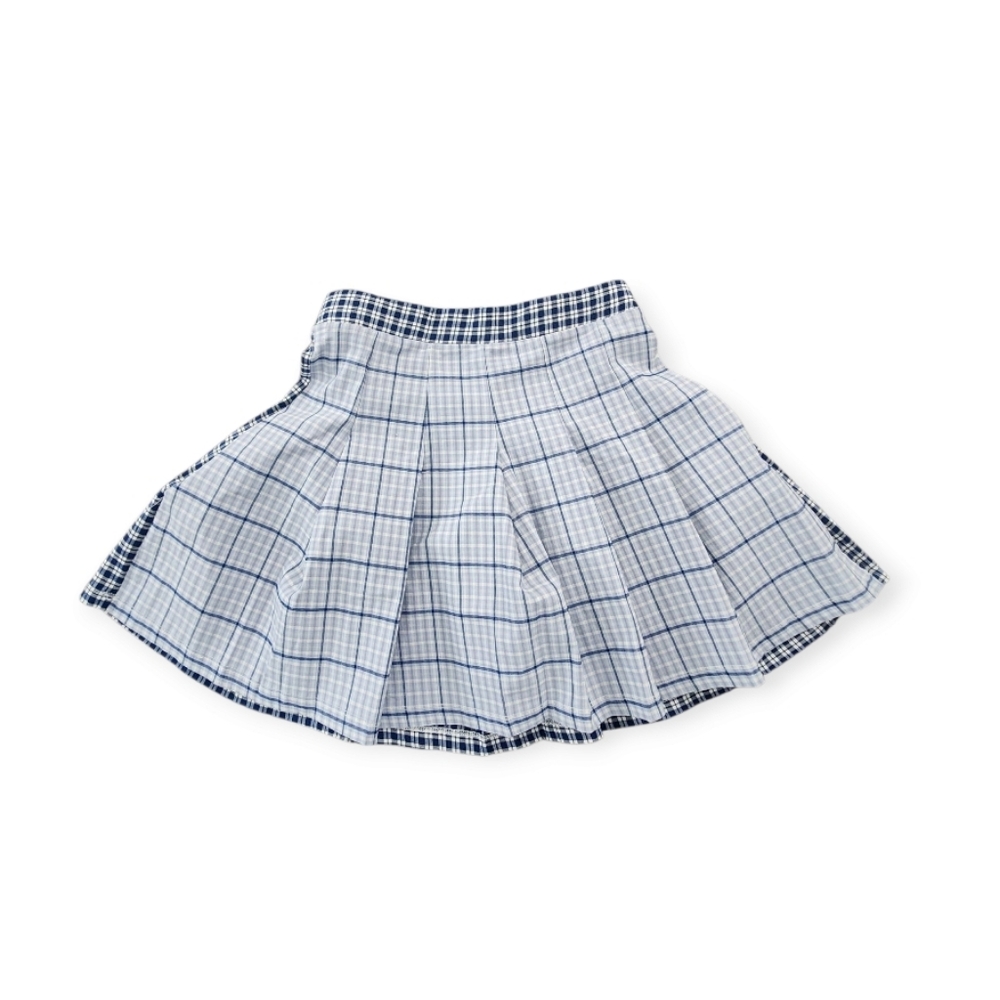 Womens Blue Plaid Pleated Skirt